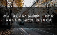 原来正确方法是：p站镜像——网页登录常见报错？这才是正确打开方式