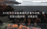 大V在今日凌晨遭遇热点事件动情，微密圈全网炸锅，详情发现