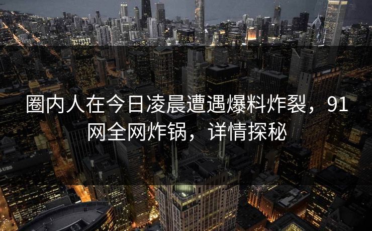 圈内人在今日凌晨遭遇爆料炸裂，91网全网炸锅，详情探秘