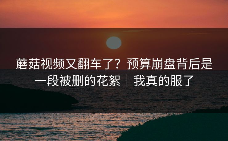 蘑菇视频又翻车了？预算崩盘背后是一段被删的花絮｜我真的服了